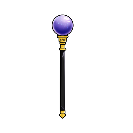 CLIC ON ! Gif d'une canne pour des concept de vidéos de Général Mass (youtube). J'ai donc fais le même style de coloration que son model Vtuber et des éclairs qui jaillissent de la boule pour son tempérament qui est assez violent.