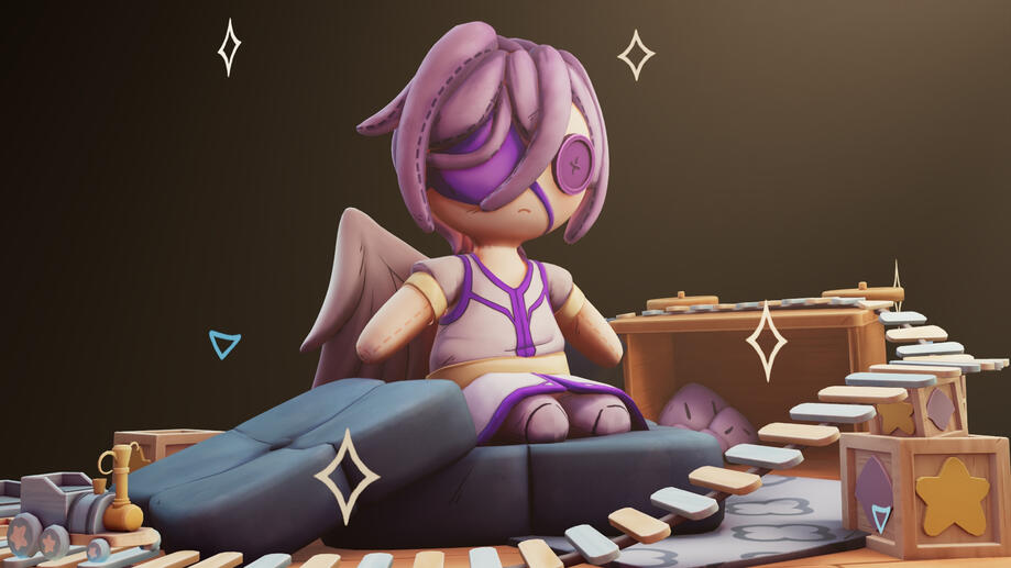 Diorama sur le thème des jouets. Low poly et texture handpaint ! Artstation lors du clic !