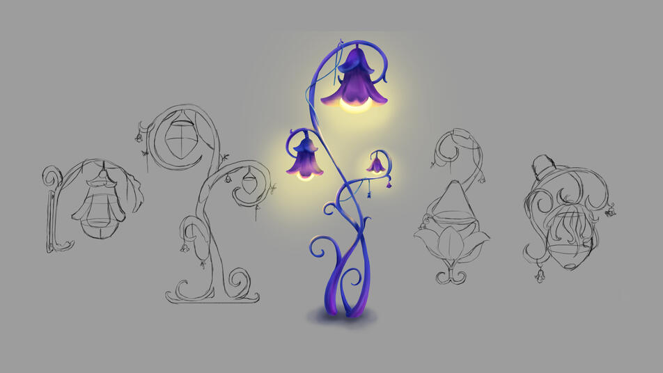 Design d'un lampadaire pour un décor, des silhouettes aux rendus 3D. PDF lors du CLIC !